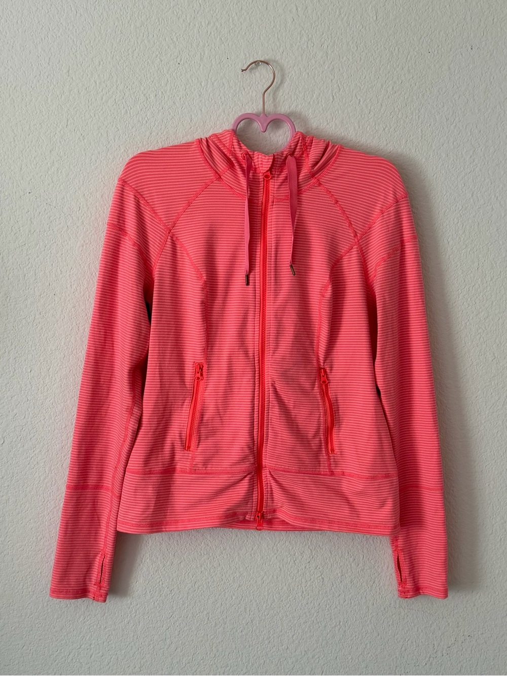 Zella Neon Coral Zip-Up Activewear Hooded Jacket